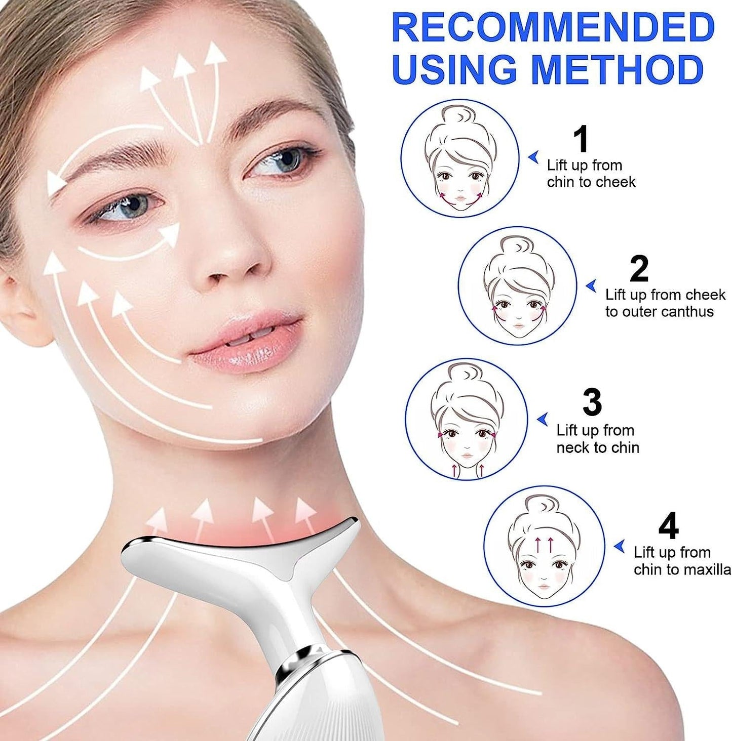 EMS Face Lifting Massager with Red Light Therapy | Facial, Neck & Eye Microcurrent Vibrating Massage Tool